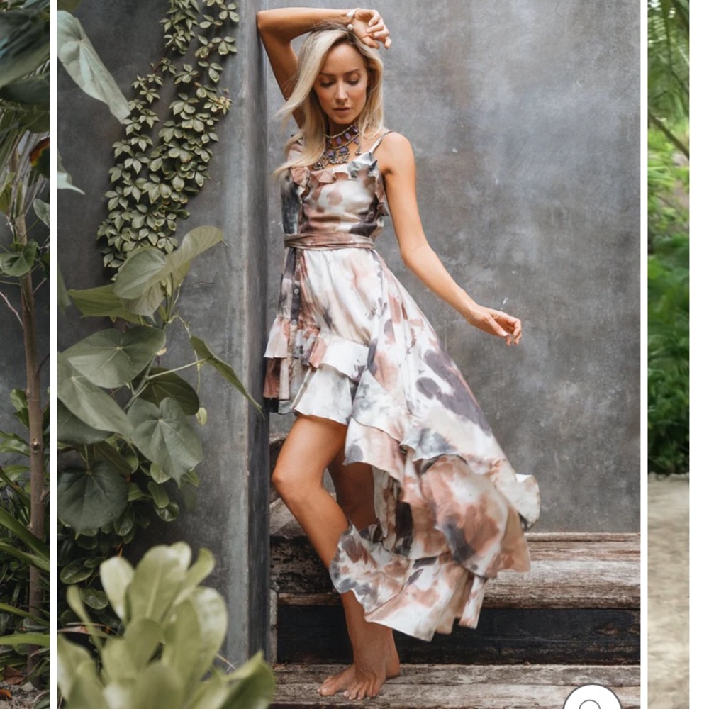 NEW SUKISO JULIET HIGH LOW DRESS EARTH TIE DYE PASTEL WATERCOLOR Mini Maxi dress